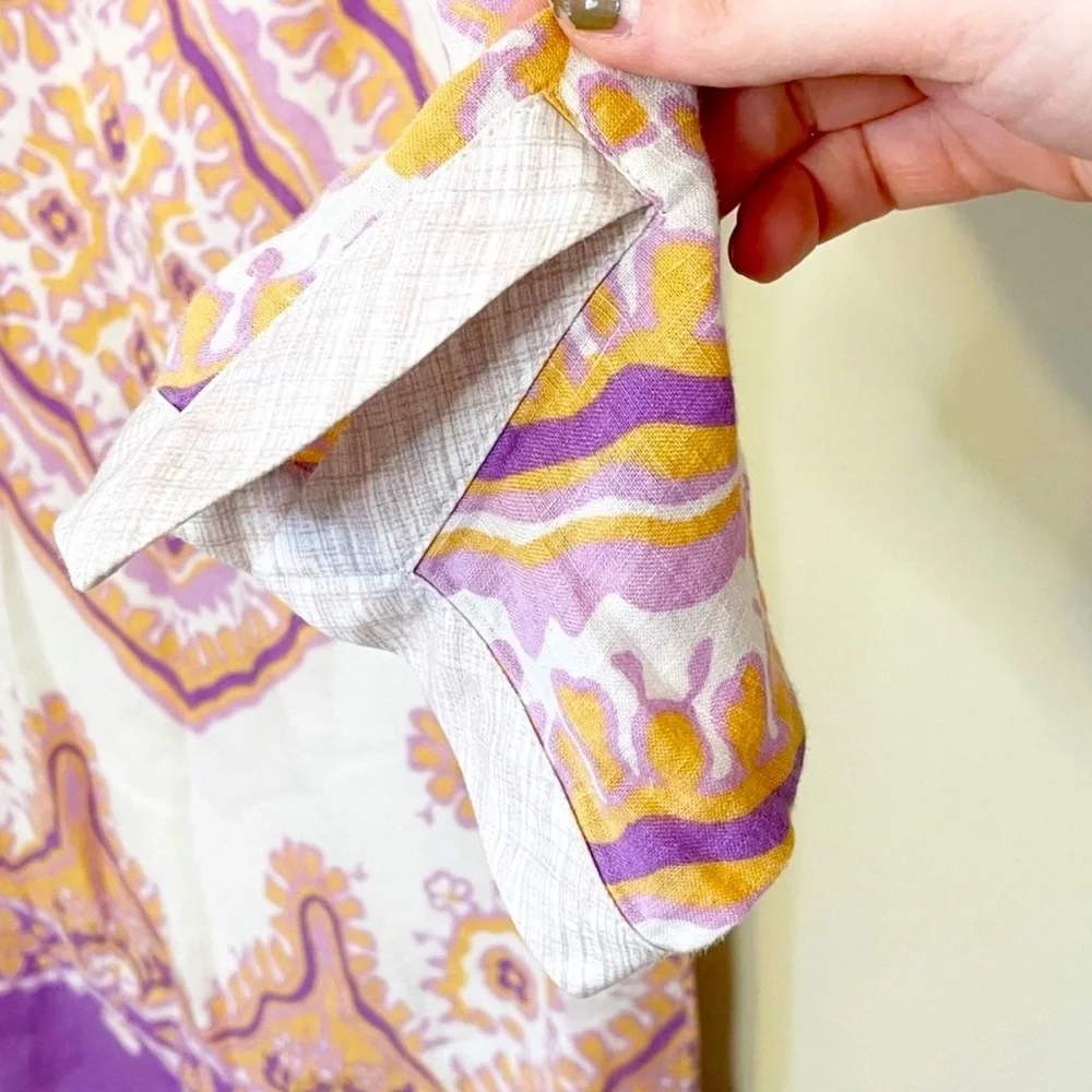 J. Crew White Tunic Dress with Purple and Peach Print